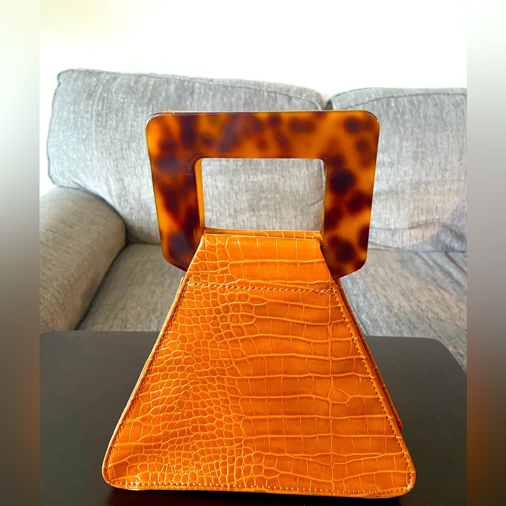 Urban Expressions Vegan Croc Mini Triangle Bag Cognac